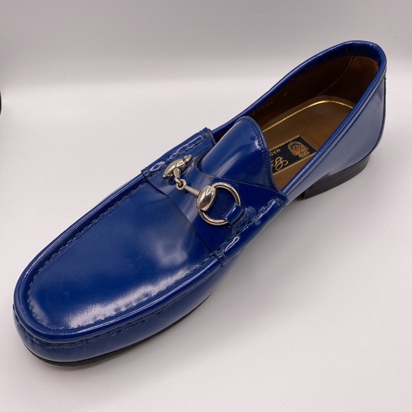 gucci blue horsebit loafer
